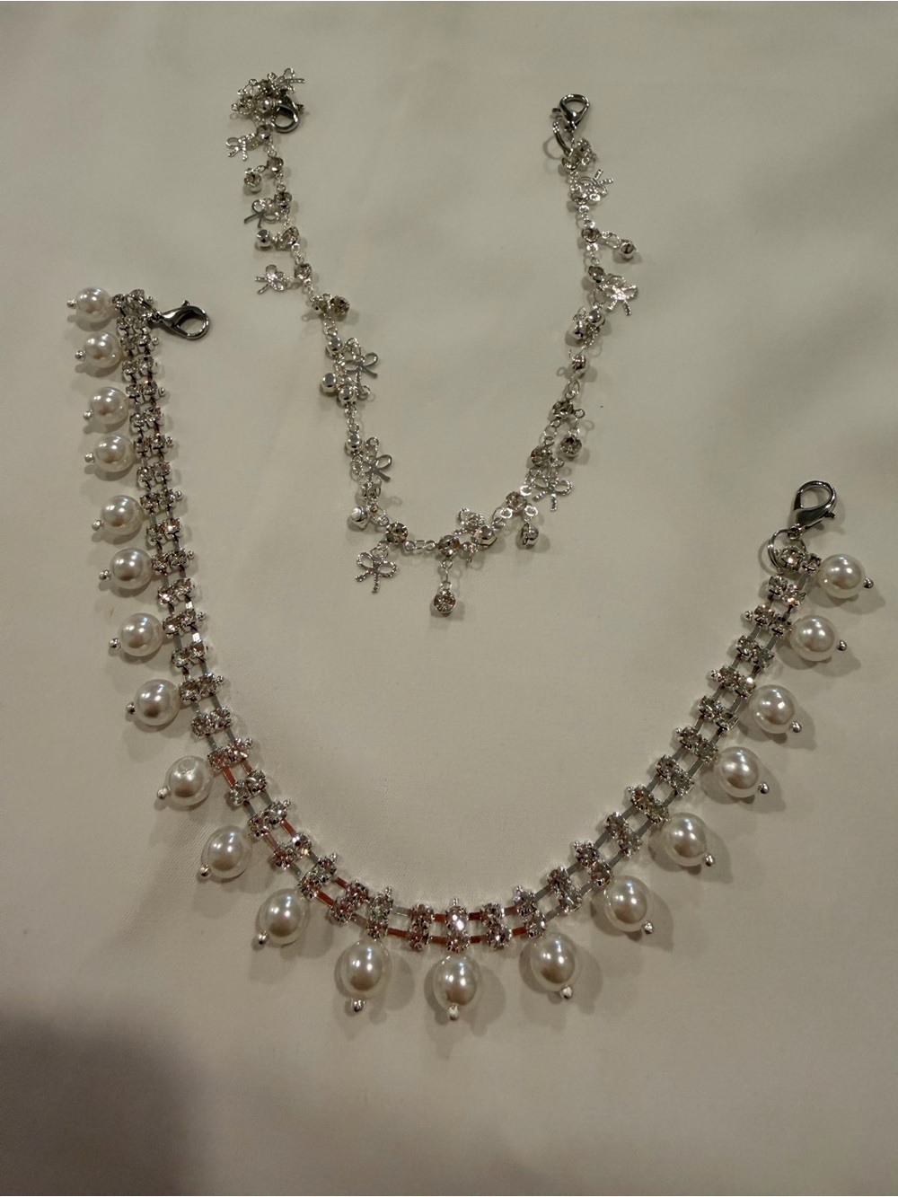 Light Blue Pearl and Rhinestone Embellished Shoe charms - Picture 9 of 9